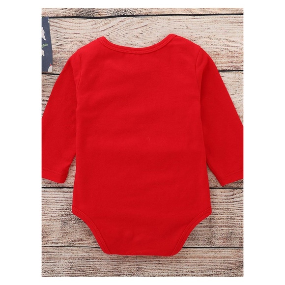 Red Onsie Romper 1st Christmas Baby Boy Girl - Picture 2 of 8